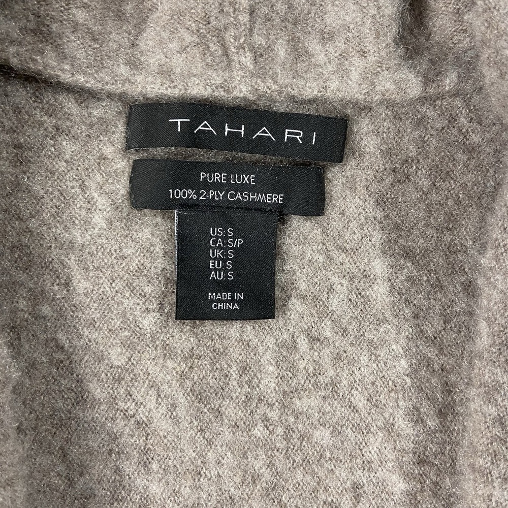 Tahari Pure Luxe 100% 2-ply Cashmere Open Front Cardigan Brown Women's S Classic - Picture 4 of 8